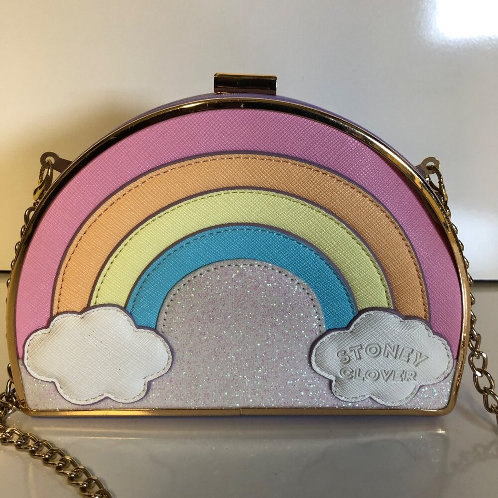 Stoney Clover Rainbow Crossbody Bag With Gold Chain Strap Purse Coquette